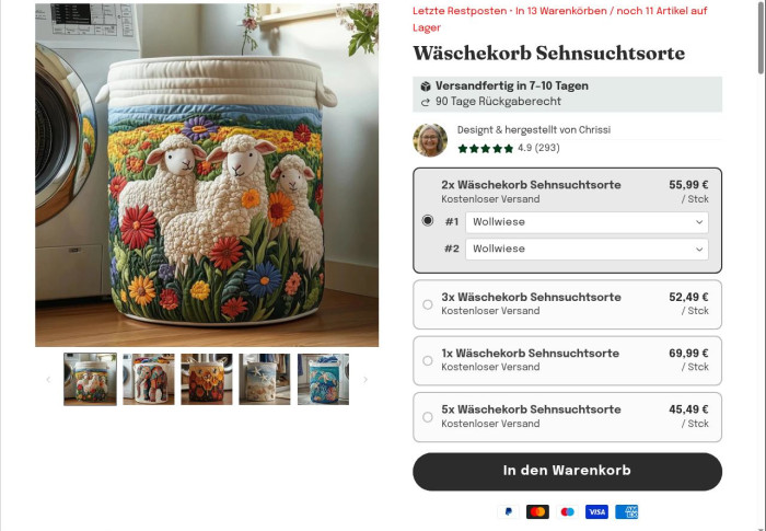 Der mit Liebe zum Detail von Christel handgefertigte Wäschekorb ... (Bild: Stadlwerk-Homepage/Screenshot: Golem)